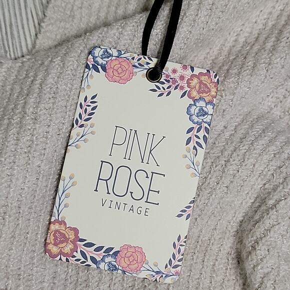 Pink Rose V Neck Open Back Detail Soft Knit Sweater Womens Size XS NWT - Picture 8 of 13